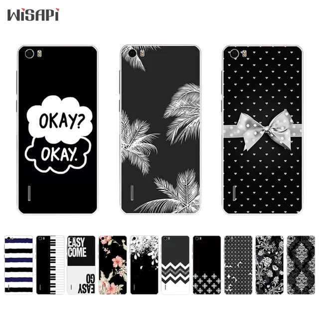 Special Price Phone Case For Huawei Honor6 Plus Silicone Shell for Huawei Honor 6 6A 6X Back Cover Thin Transparnet TPU Black & White Pattern