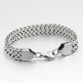 

Stainless Steel 10MM Two-strand Cuban Curb Link Wheat Chain Bracelet for Men Punk Biker Bracelet