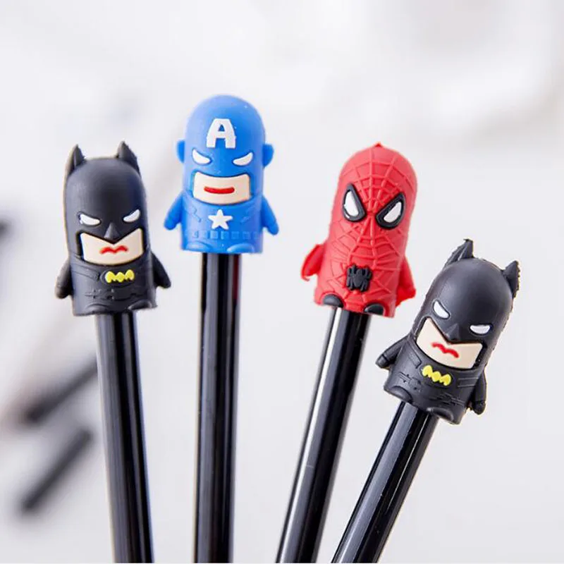 

Cartoon Pen Superhero Gel Pen Black Ink Pen 0.38mm Full Needle Writing Smooth School Student Office Children'S Stationery