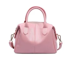 2016 Boston Fashion Genuine Leather Crossbody Messenger Bags Handbags Women Famous Brands Designers Large Capacity Tote Bag Pink