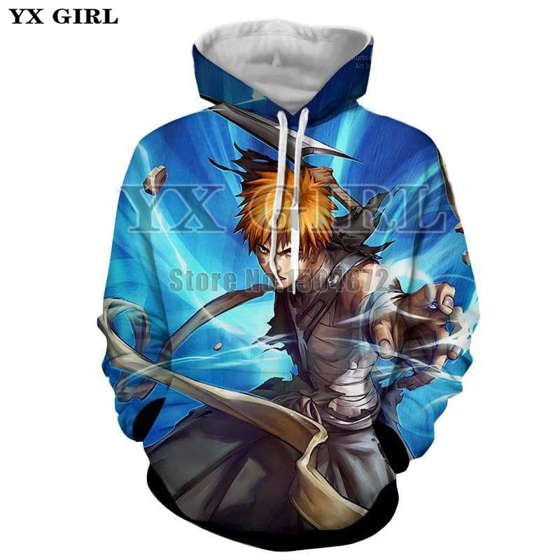

2018 New Clothes Women/Men Japan Anime Bleach 3d Printed Hoodies Unisex Spring Autumn Hooded Sweatshirt Funny Hip Hop Pullover