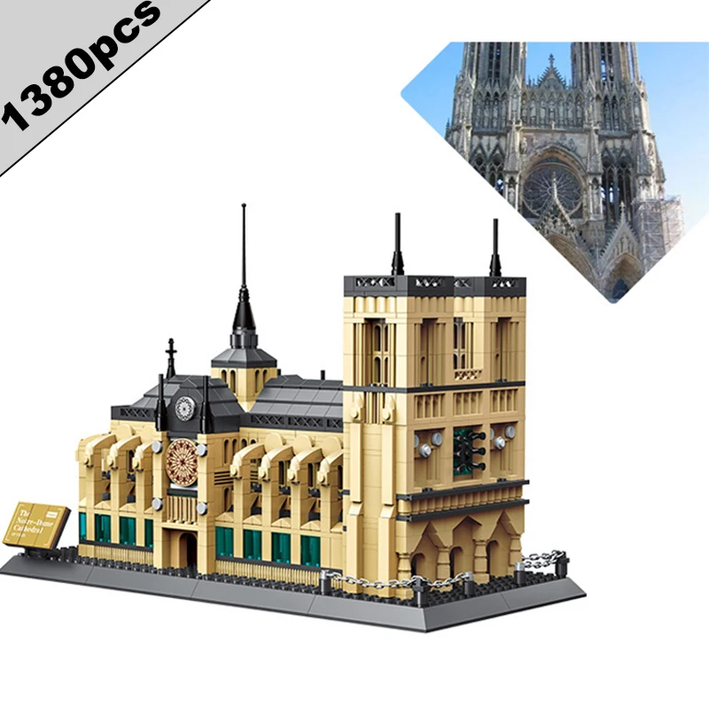 LEGOing City Notre Dame Cathedral Architectural Landmark Creator Building Blocks Toys Children Gifts Educational LEGOing Creator