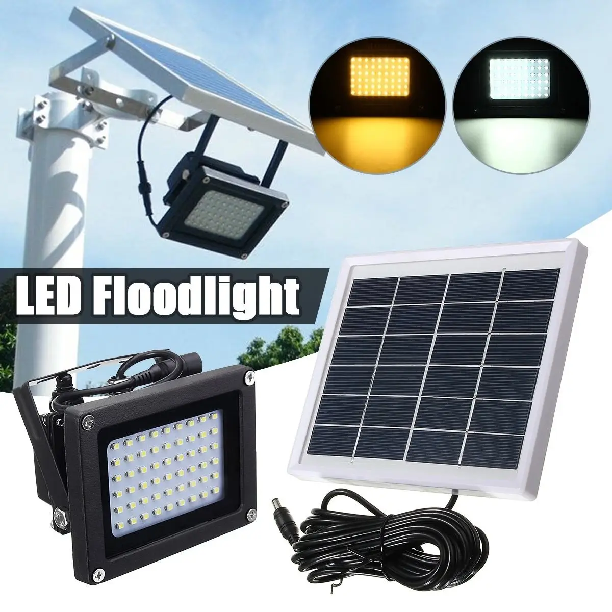 

Smuxi Solar Powered Floodlights 54 LEDs Dark Sensor Solar Lamp Spotlights Wall Lamps Outdoor Garden Emergency Lighting