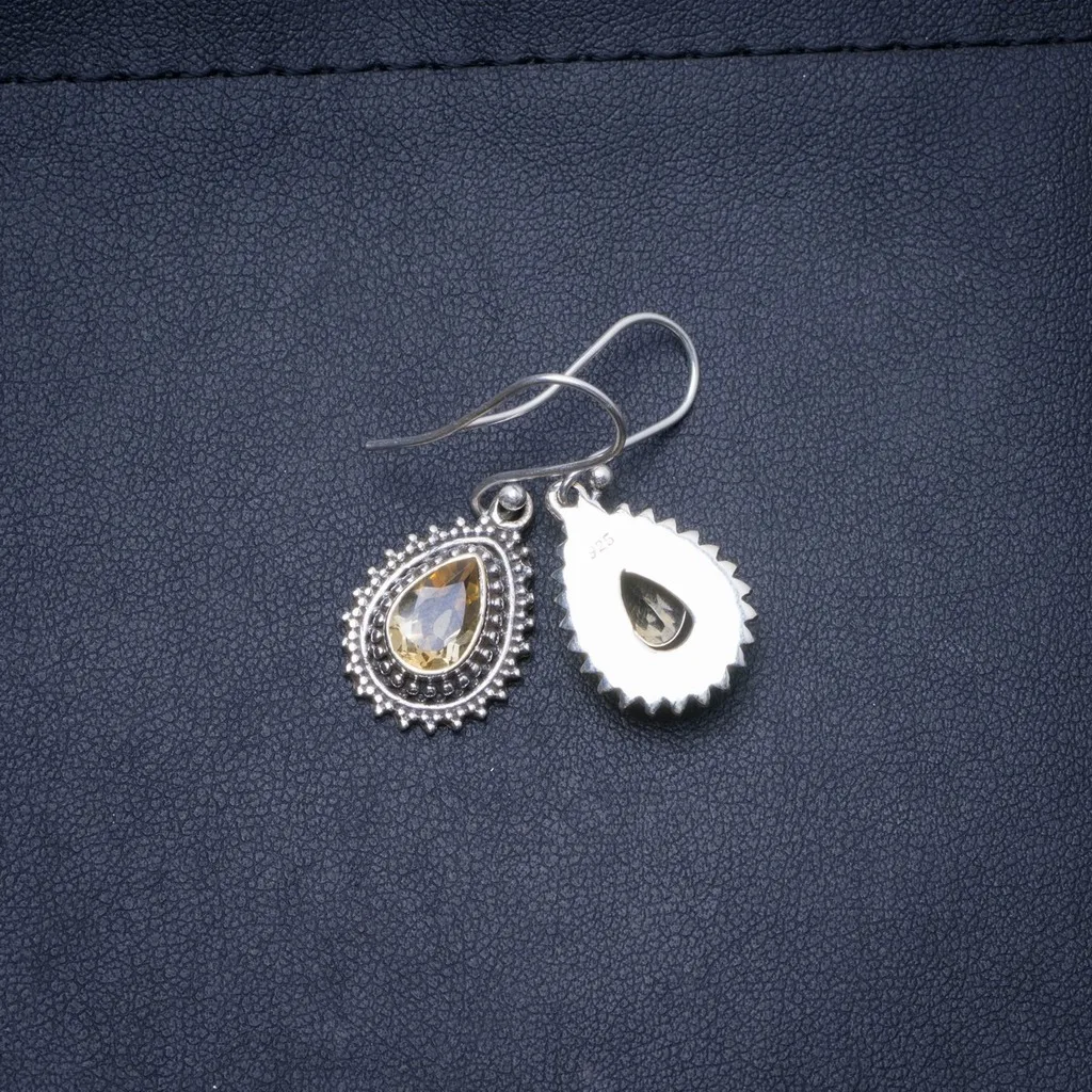 

Natural Citrine Handmade Unique 925 Sterling Silver Earrings 1.25" Y0384