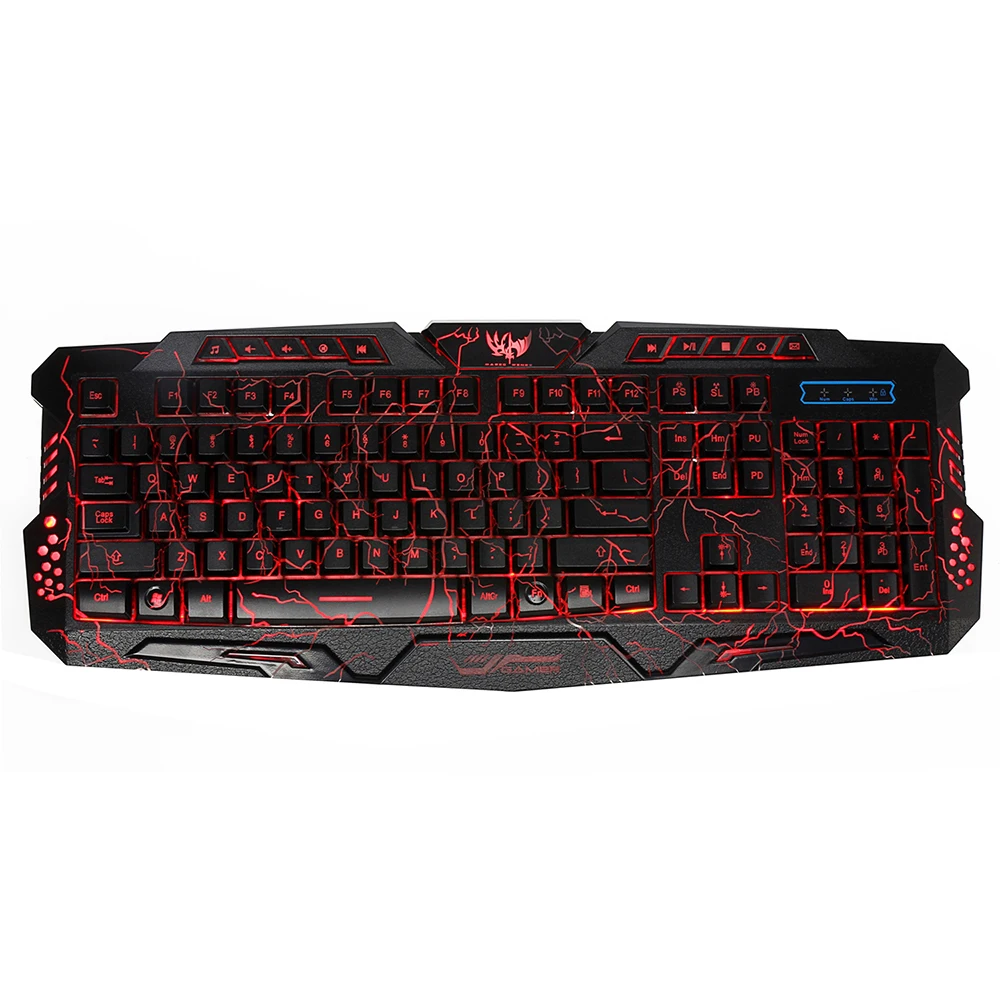 

A878 Glowing English Keyboard Three Color Adjustable Backlit Gaming Keyboard Wired Crack Blacklight Mechanical Keyboard Gamer