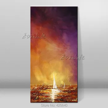 

Hand painted abstract oil painting boat ship sailing canvas oil paintings Wall art Pictures for living room modern wallpaper