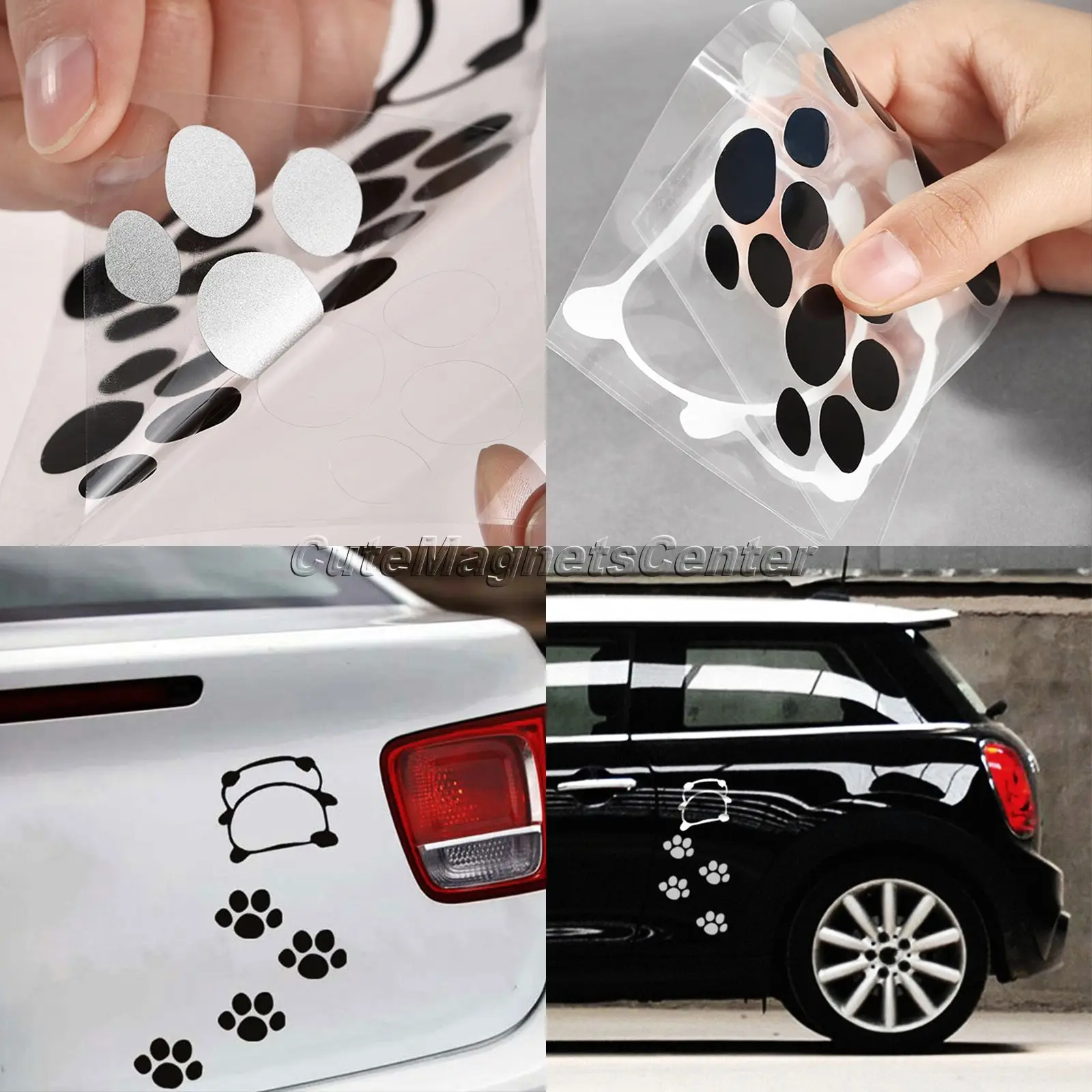

Car Sticker Lovely Naughty Panda Footprint Decals Cartoon Bear Dog Paw Styling DIY Stickers Reflective Waterproof Decal Stickers