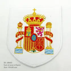 Бесплатная доставка герб испанский патч флаг вышитые утюг на патчи Экологичные ручной работы 3D аппликация вышитые