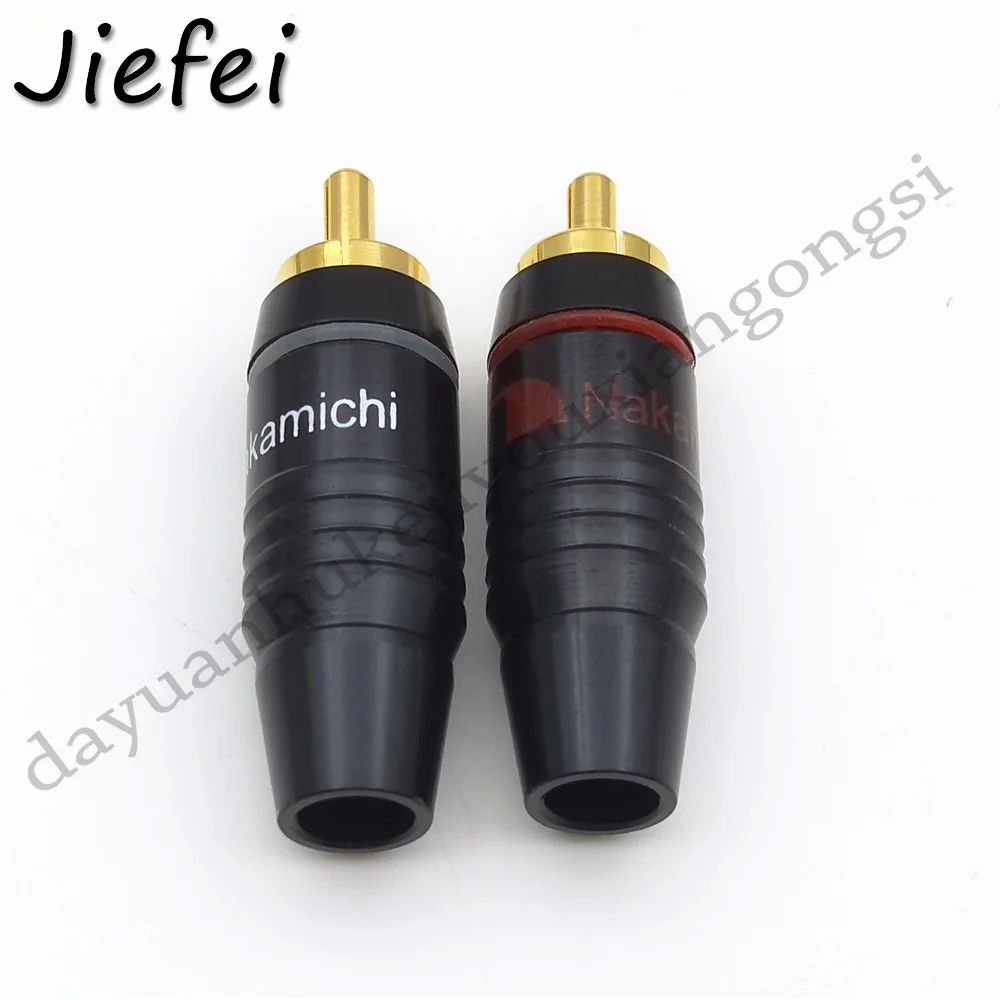 Cable de Audio para soldar, conector chapado en oro, Hifi, latón, negro