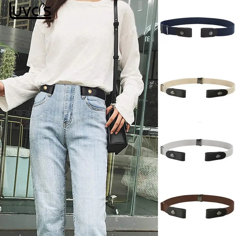 New Unisex Buckle Free Elastic Belt For Jeans Pants Dress Stretch Waist Belt For Women Men No ...