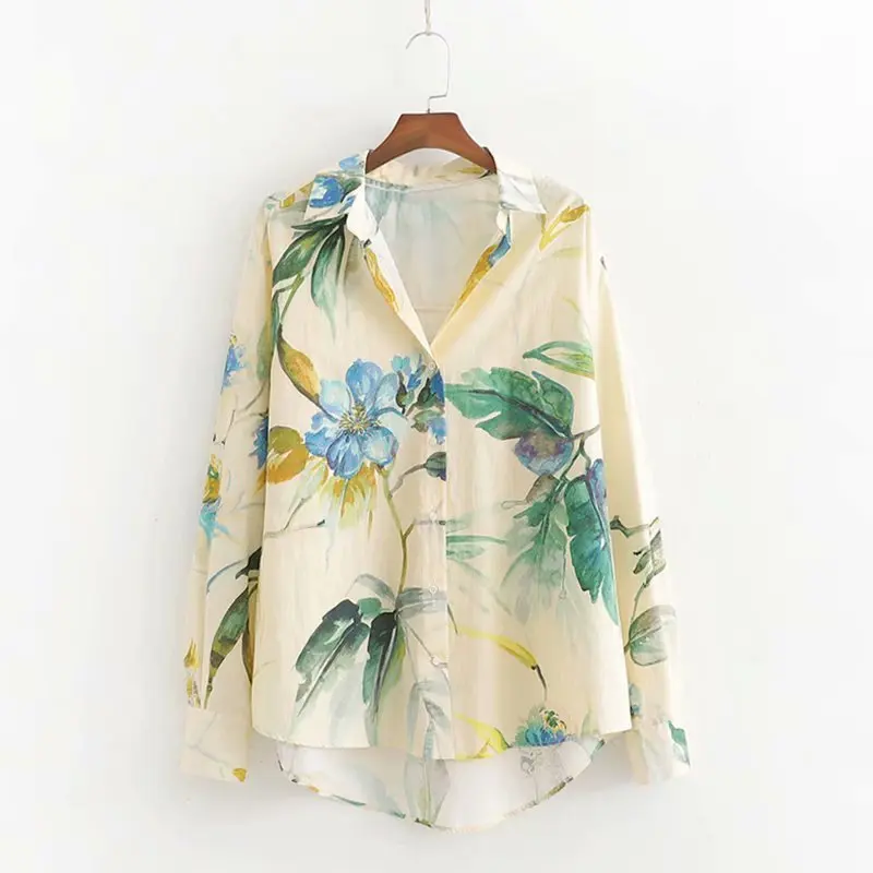 

XD43-2136 European and American Fashion Blossom Printed Shirts