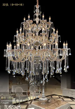 

penthouse Vintage Large crystal chandelier led candle lighting 24-32 arms big living room chandelier lustre Foyer led lamparas