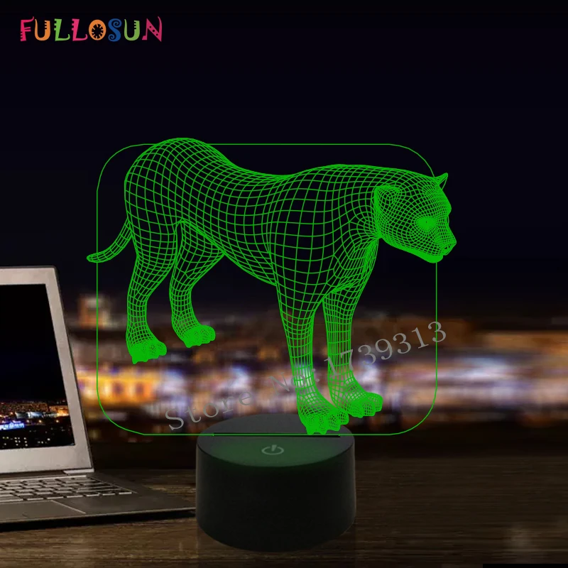 

FULLOSUN LED Animal Light 3D Leopard Model USB Touch Lamp Colorful Changing Indoor Light for Bedroom Decor Desk Lamp