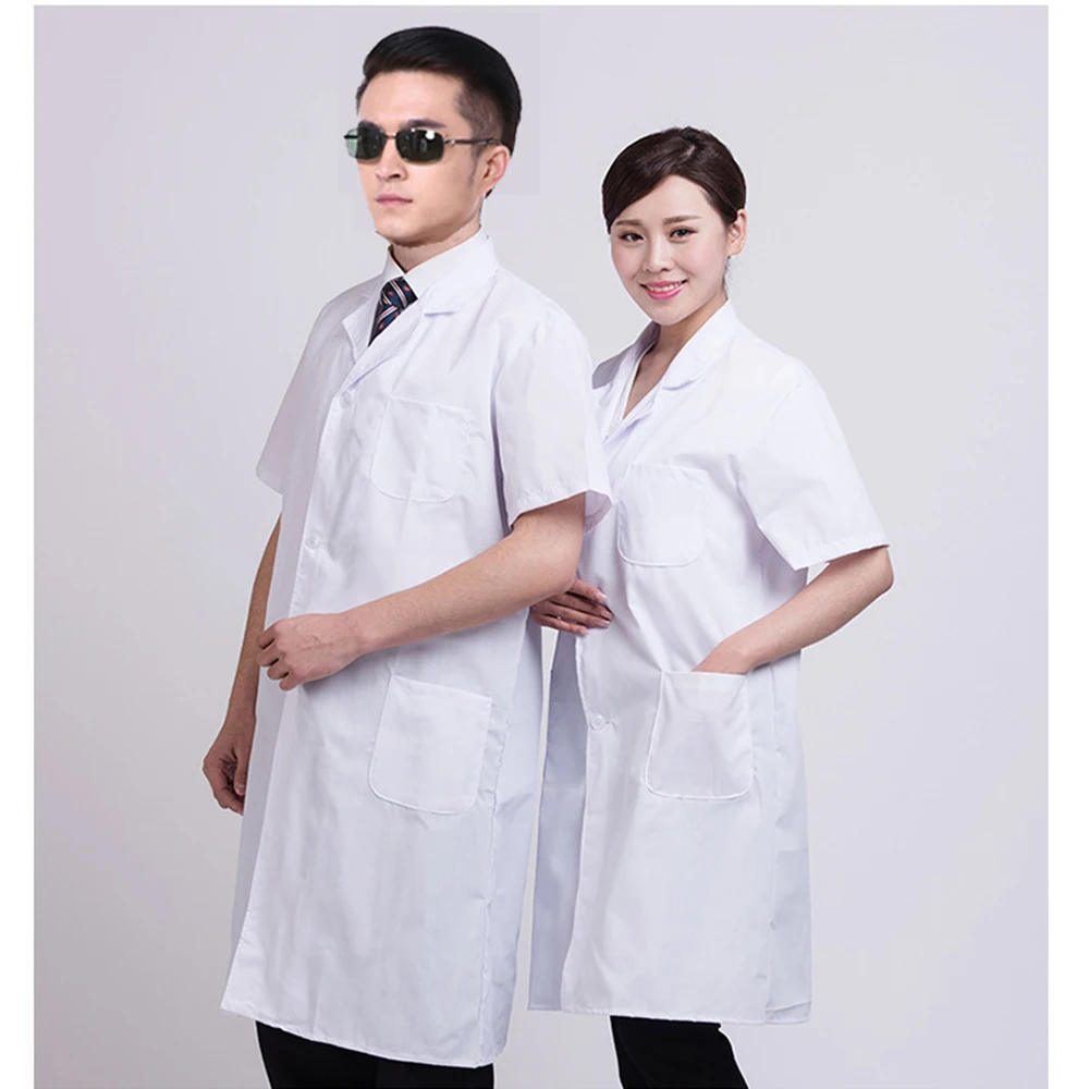 

2019 Summer White Lab Coat Medical Laboratory Unisex Warehouse Doctor Work Wear Hospital Technician Uniform Clothes Short Sleeve