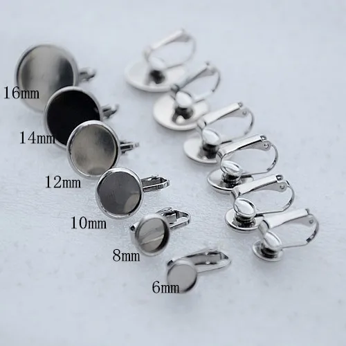

Stainless Steel Non-pierced Clip Back Clip on Earrings Base Round Curved Smooth Bezel Resin Cabochons Earring Settings Findings