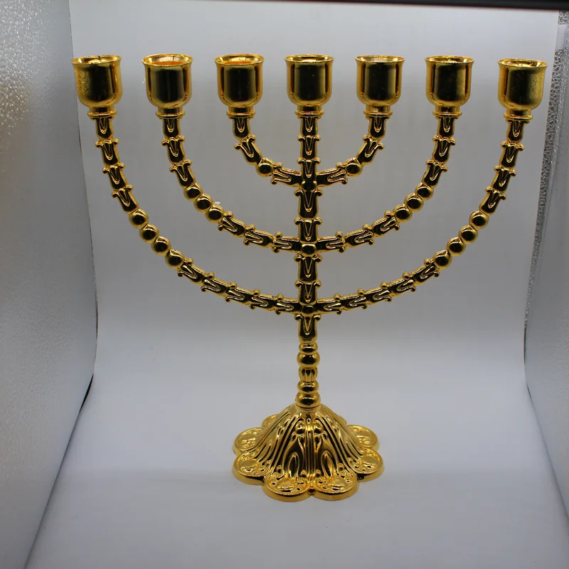 Латунь Медь 13 дюймов винтажный держатель Menorah Judaica из Jerusalem подарок