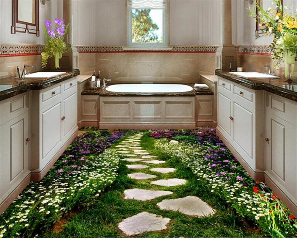 3d обои beibehang для интерьера ванной комнаты с рисунком цветов|papier peint|pvc wallpaperwall papers