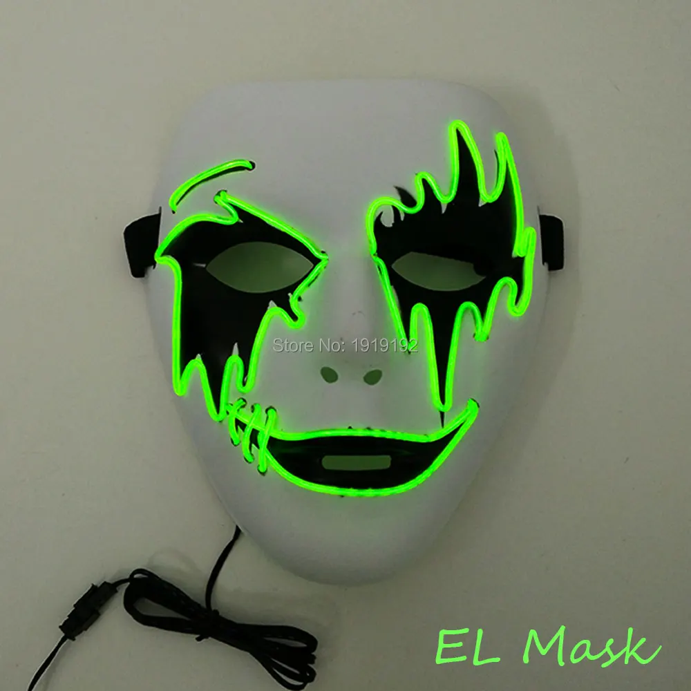2019 New Style Party Mask by Sound Activated Glowing EL Masks 10 colors