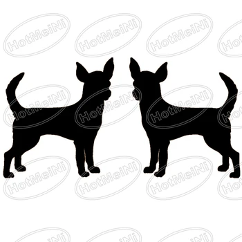 

HotMeiNi 2 Chihuahua Dog Breed (right & Left) Silhouette Sticker Car Window Truck SUV Door Laptop Kayak Art Wall Etc Vinyl Decal