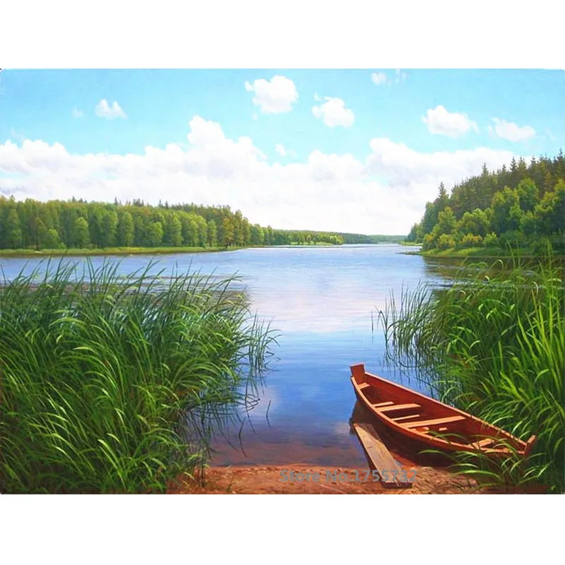 

Frame DIY Oil Painting Pictures Landscape DIY Painting By Numbers On Canvas Wall Art For Wedding Decoration Drop Shipping RA3434