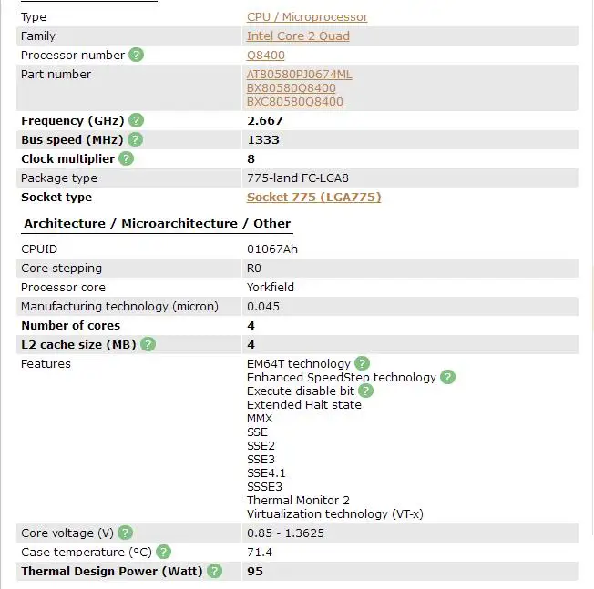 ПК компьютер Intel Core2 Quad процессор Q8400(4 м кэш, 2,66 ГГц, 1333 МГц FSB) LGA775 настольный процессор