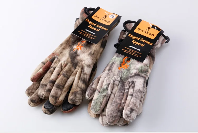 Camouflage hunting gloves Anti skid Fleece Keep warm Full Finger for