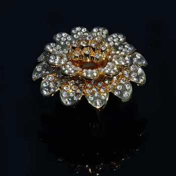 

Fashion Creative luxury Flower shape crystal diamond drawer cupboard tv cabinet knob gold kitchen cabinet dresser door handle