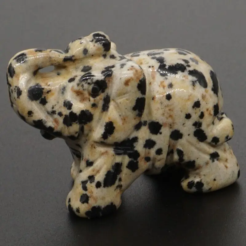 Elephant Figurines Craft Carved Natural Stone Dalmation Jasper Mini Animal Statue Decor Chakra Healing 1.5 Inch | Дом и сад