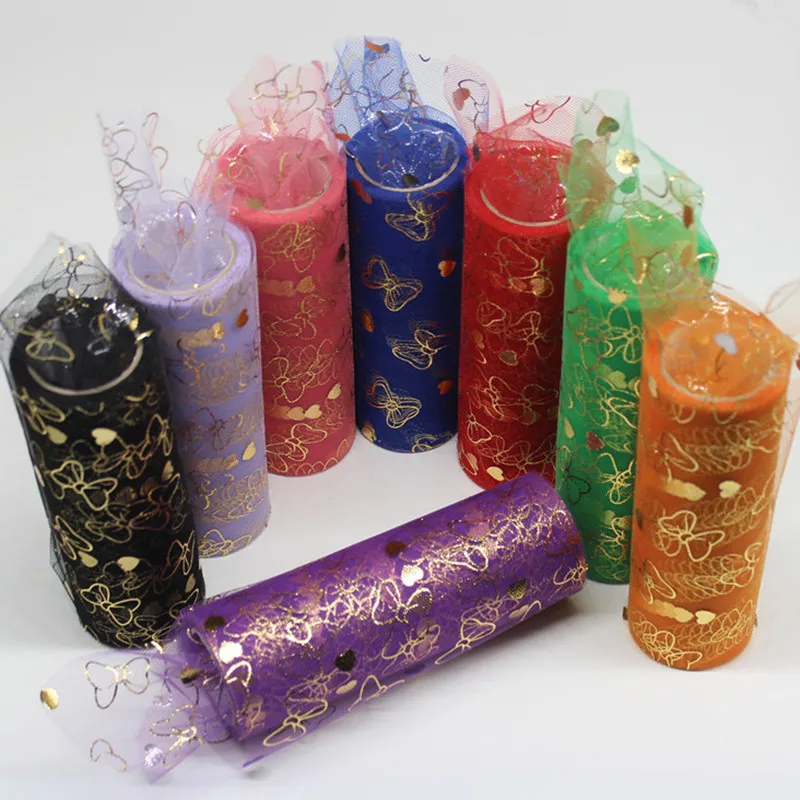 Блестящая органза в виде банта и сердца 10 ярдов 15 см|roll roll|roll tullesupplies party |