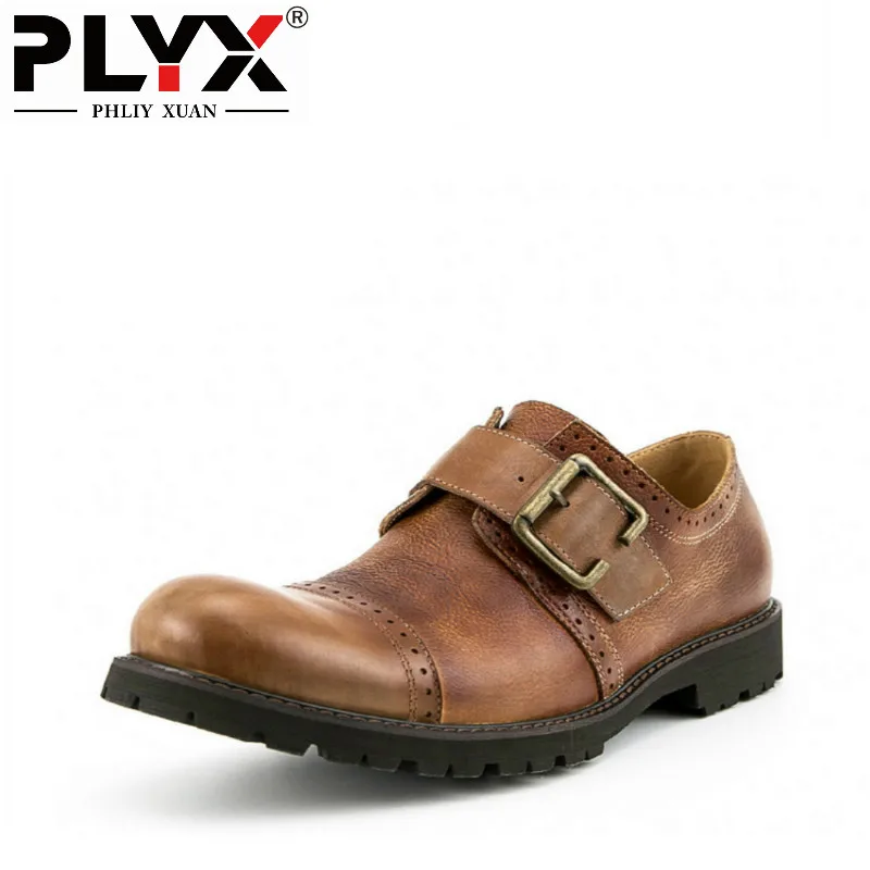 

PHLIY XUAN British Style Men Loafers Genuine Leather Mens Casual Shoes 100% Handmade Chaussure Homme De Marque