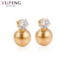 Xuping, модные серьги, очаровательный стиль, золотой цвет, гвоздики с покрытием для женщин, синтетический кубический цирконий, ювелирные изделия, вечерние, подарок, S76, 5-94367