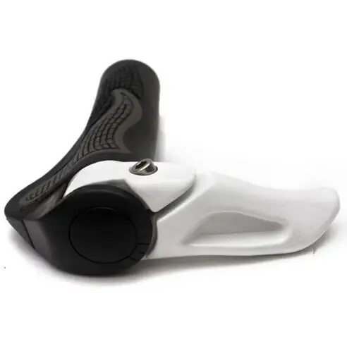 1 пара mtb горный велосипед велосипедная рукоятка в форме рога алюминиевая рукоятка TPR резиновая крышка тиски эргономичный велосипедный инструмент рукоятки - Цвет: white