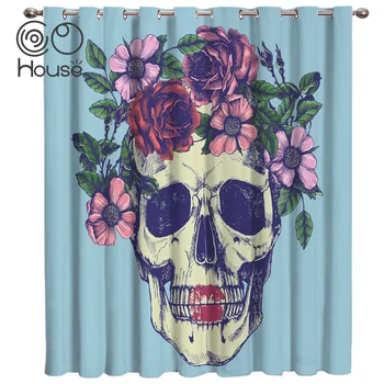

Flower Skull Room Curtains Large Window Window Curtains Dark Living Room Curtain Rod Decor Bathroom Kitchen