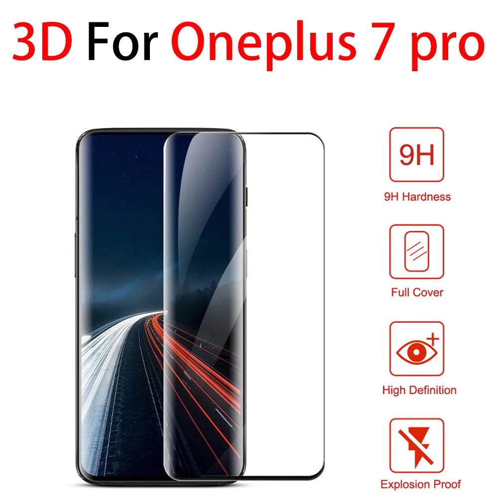 3D закаленное стекло для oneplus 7 pro защита экрана glas 2.5D 9 H HD изогнутое не пленка ONE PLUS