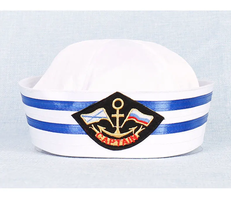 Vintage White Captain Sailor Hats Military Caps Navy Army Hat with Anchor Cosplay Dress Accessories Adult Child Military Hats