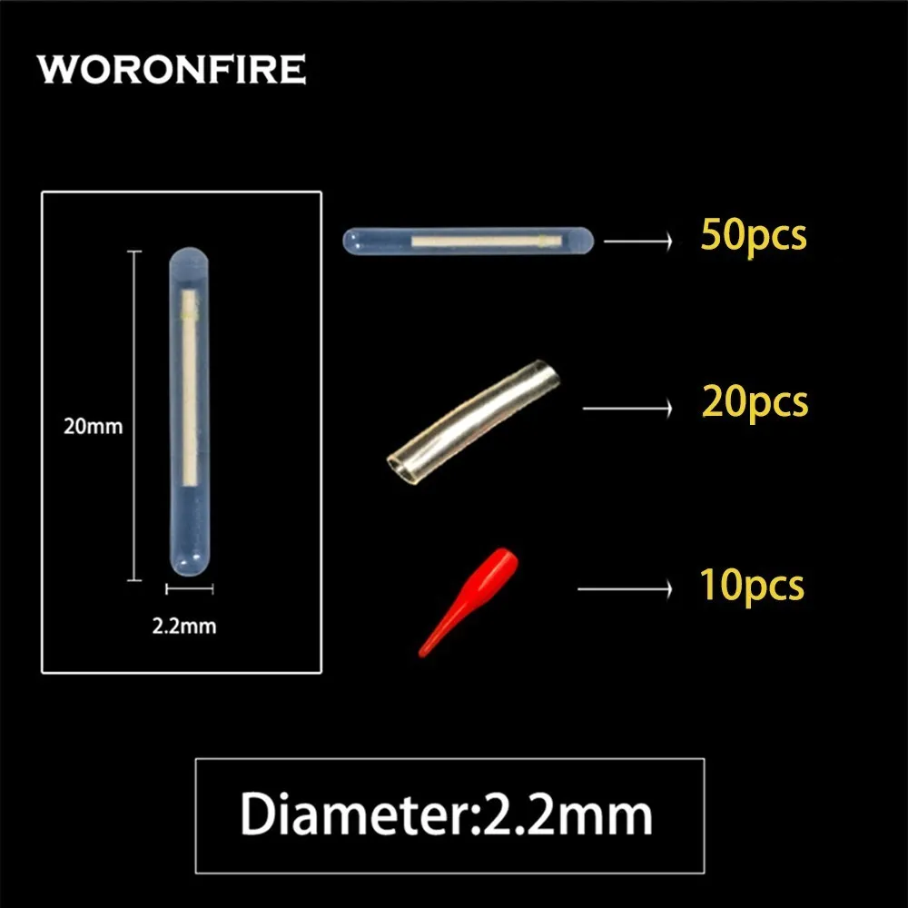 20/50pcs 4.5*37mm Fishing Float Fluorescent Lightstick Light Night Float Rod Lights Dark Glow Stick Fireflies For Fishing - Цвет: 2.2mm50pcs