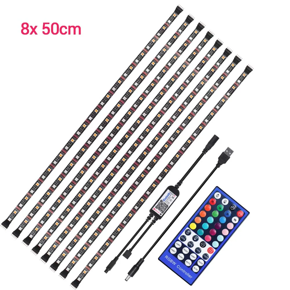 8 X 50cm Светодиодная лента ТВ PC экран подсветка DC 5V RGBW RGBWW Светодиодная лента 40 ключ пульт дистанционного управления/Bluetooth приложение управление USB питание гибкий свет 1-5 м - Испускаемый цвет: 8 X 50cm