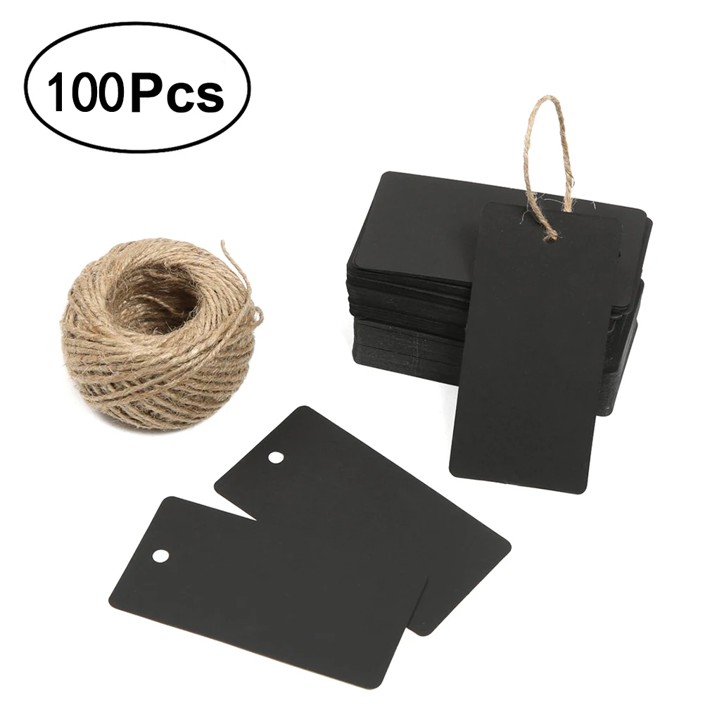 

100pcs Gift Kraft Paper Tags Luggage Tags Labels 5x10CM Labels With 30 Meters Jute Twine