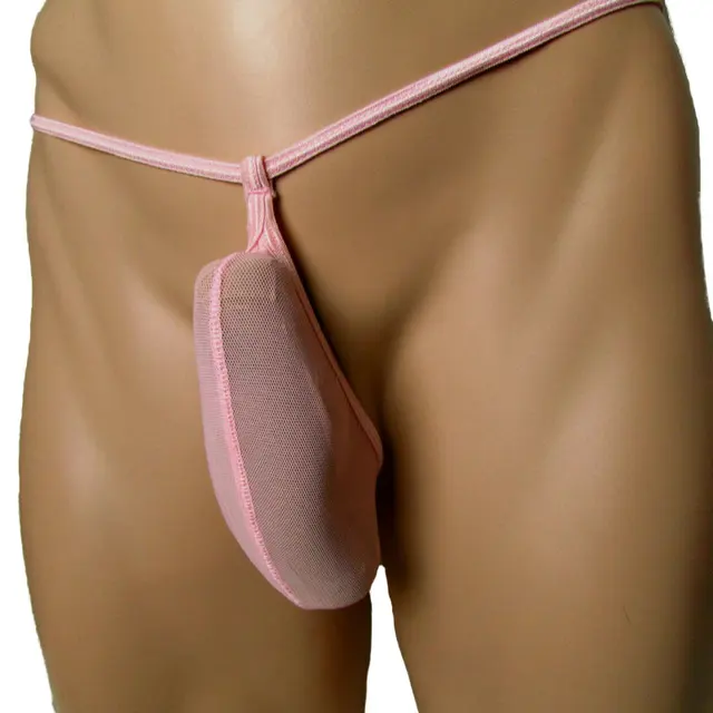 Men Sexy Thongs Candy Sheer See Through Mesh Male G String Men