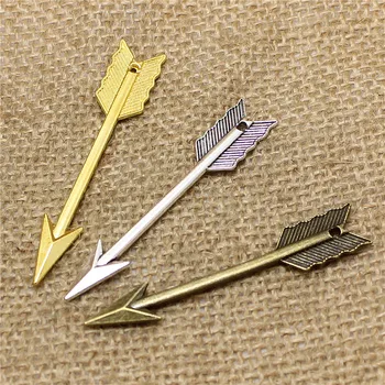 

20pcs 11*61mm three color Metal Zinc Alloy Arrow Charms Vintage Trendy Bow Pendant for Jewelry Making T0509