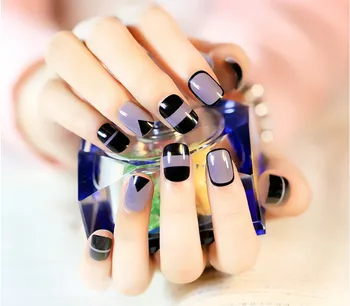 

Artificial Pre Designed Fake Nail Tips 24pcs Acrylic Full Cover Nail Tips fashion short False Nail Art sticker