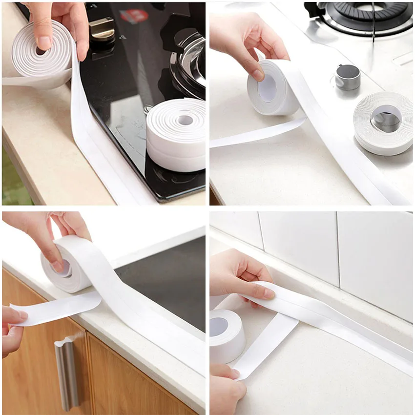 

Home Self Adhesive Waterproof Anti-moisture Bathroom Mosaic PVC Wall Sticker Kitchen Waterproof tape Anti-collision strip