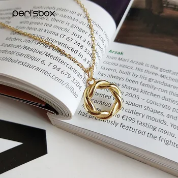 

Peri'sbox 925 Sterling Silver Garland Necklace Gold Chain Flower Hoop Necklaces Minimalist Round Circle Women Pendants Jewelry