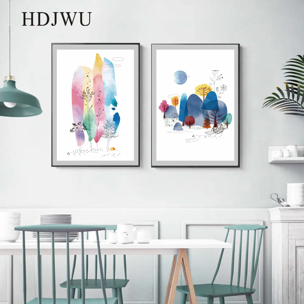 

Art Home Canvas Wall Painting Creative InkLine Painting Landscape Printing Posters Wall Pictures for Living Room AJ00191