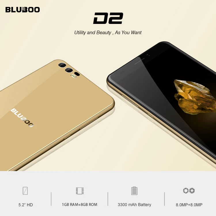 BLUBOO D2 MTK6580A 1.3GHz Quad Core 5.2 Inch HD Screen Dual Camera Android 6.0 3G Smartphone