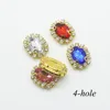 LKERAN 10pcs/lot 16*20mm oval Metal Buttons Rhinestone acrylic button Golden 4-hole sewing DIY Handwork clothing decoration 3
