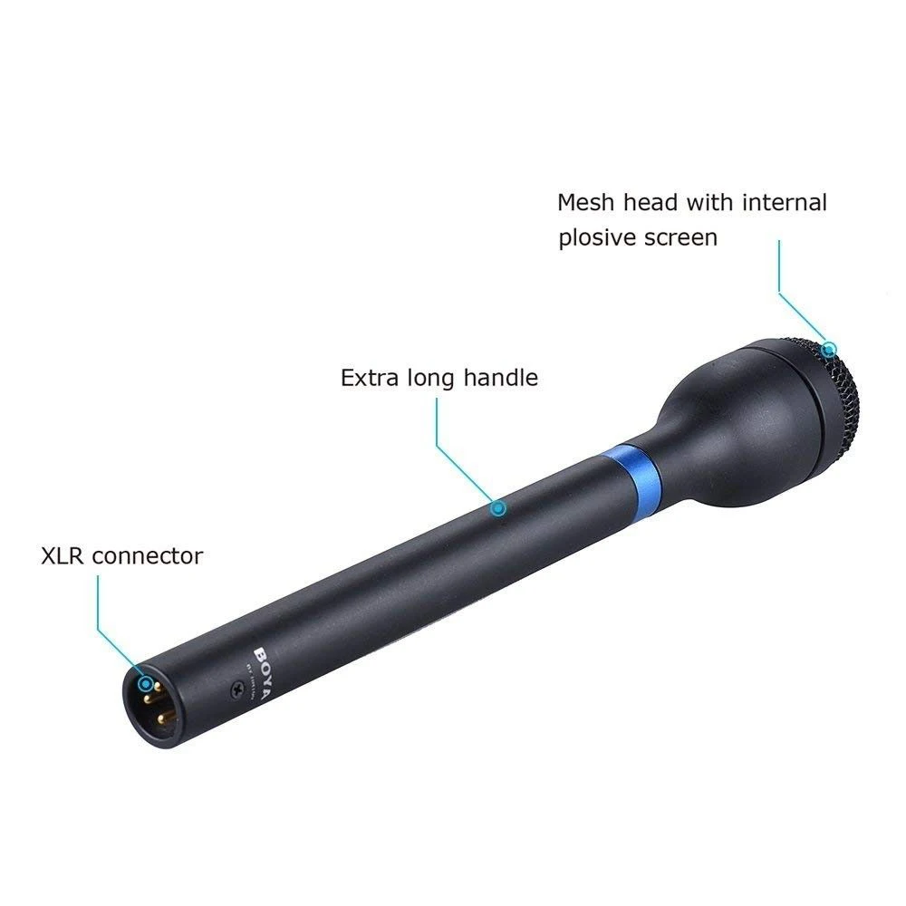 BOYA BY-HM100 микрофон Всенаправленный беспроводной портативный динамический микрофон XLR с длинной ручкой для интервью