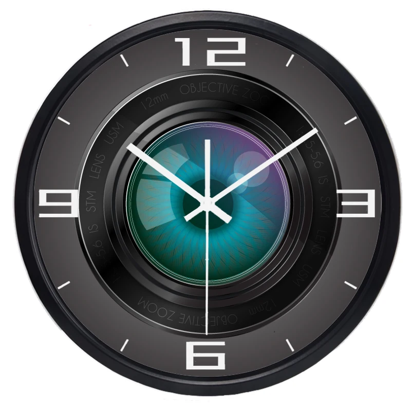 Творческий Камера человек Камера объектив забавные настенные часы, Супер Бесшумный гладкая Стекло часы для Для мужчин Для женщин Семья