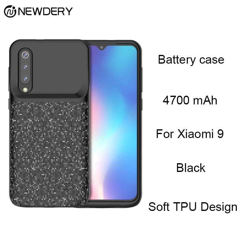 Чехол для аккумулятора Xiaomi 6 6X 8 8SE Lite 9 9SE Mix 2 mix 2s 4700mAh черный мягкий ТПУ дизайн xiaomi