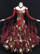 Standard Ballroom Dance Dress For Women New Design High Quality Burgundy Waltz Tango Ballroom Competition Dance Dresses